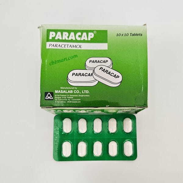 Paracap Paracetamol (အစိမ်းရောင် ပါရာကက်ပ်) 500mg (1x10 tablets)