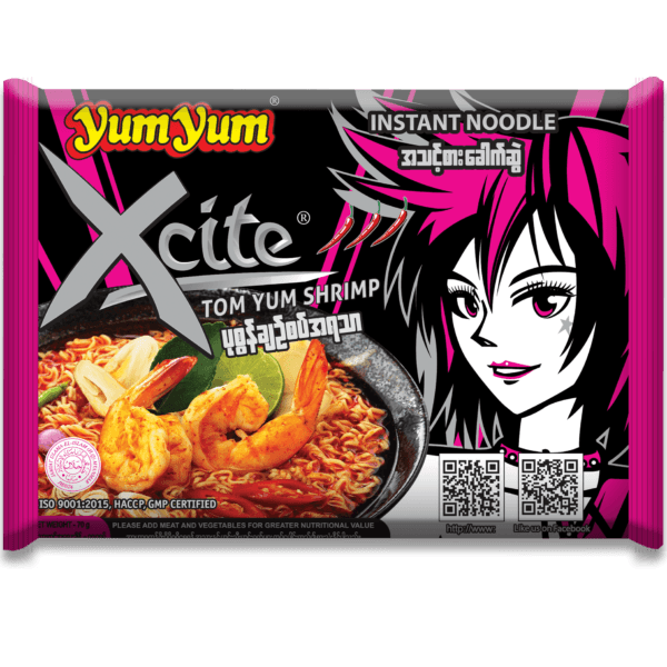 Xcite Tom Yum Shrimp ပုဇွန်ချဥ်စပ်အရသာ 70g
